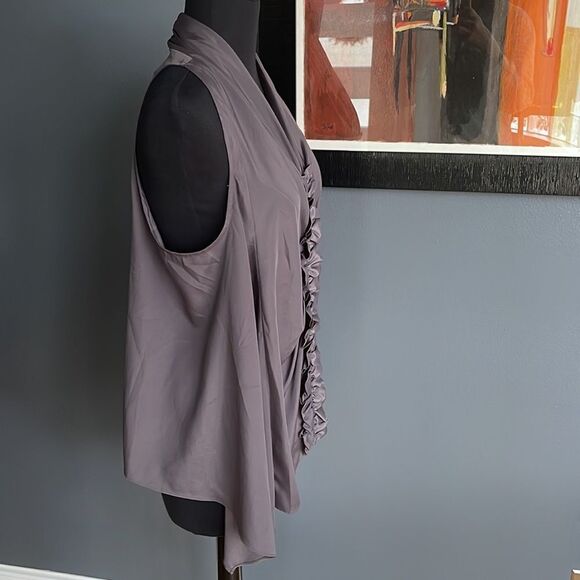 Pure Sugar steel gray center front ruffle strip silky halter. NWT. Medium. - Picture 4 of 7